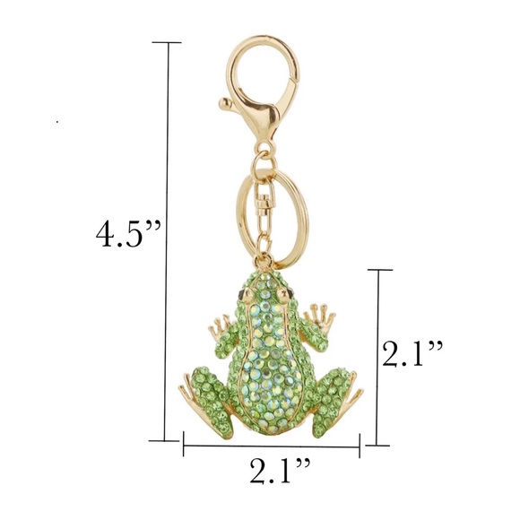 Silver & Iridescent Crystal Frog Keychain Charm - Picture 15 of 15